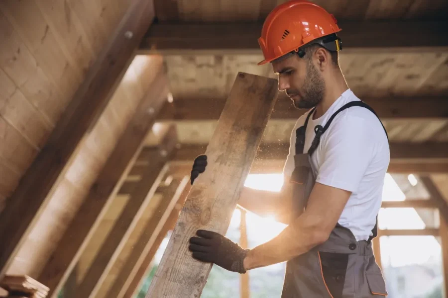New wood framing for a home being rebuilt on a Los Angeles hillside lot